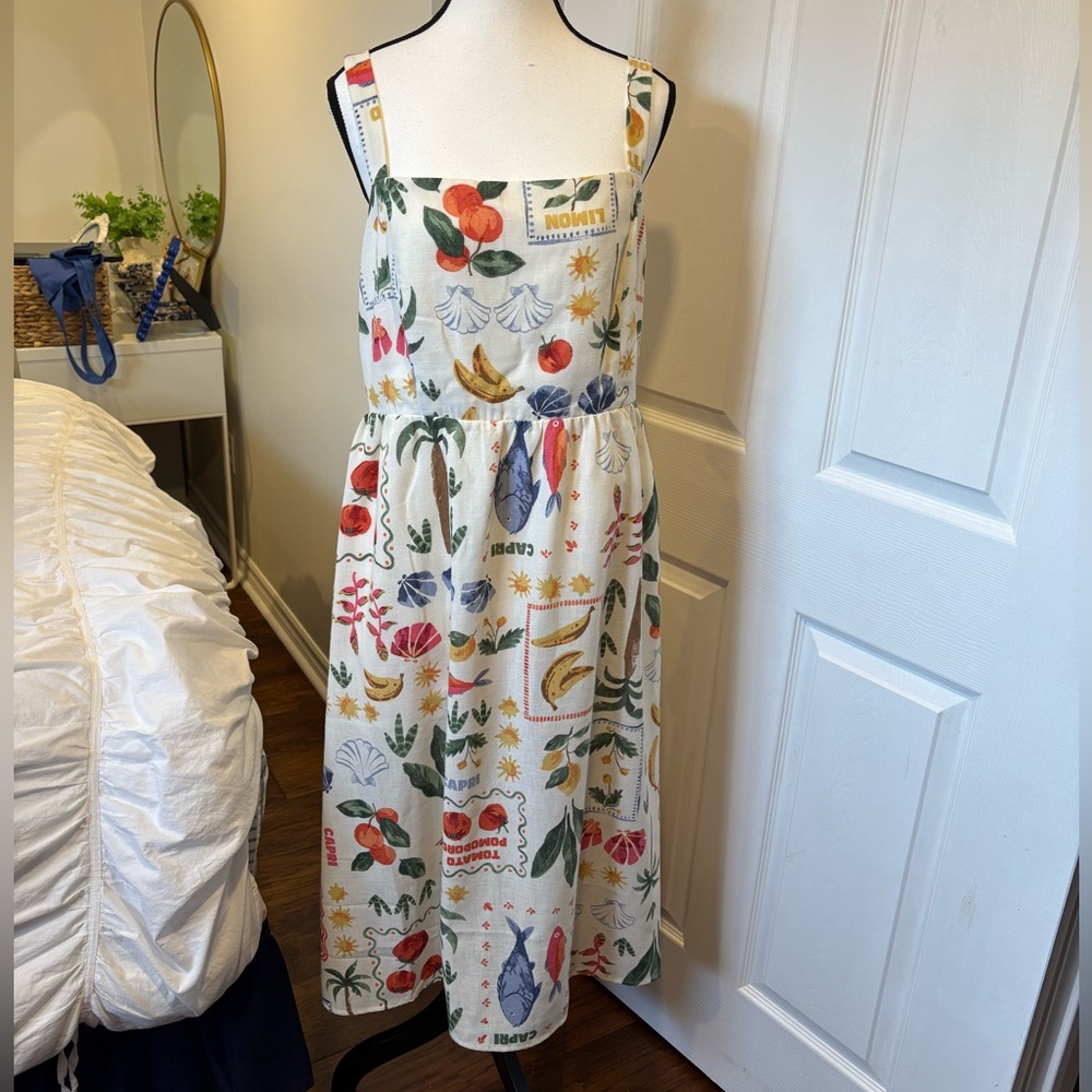 Reitmans Fruit Print Midi Dress XL NWT Coastal Summer